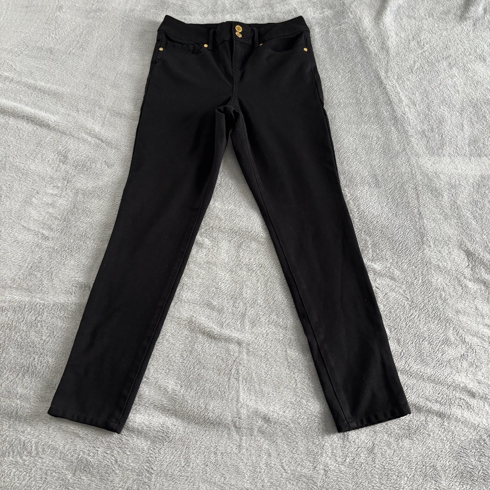 Anne Klein Jeans Black Pants Women's Size 8‎ Gold Button Detail